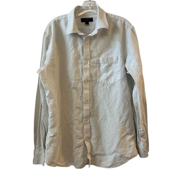 Banana Republic Men's Slim Fit White Linen Button-Up Shirt Size L - Picture 1 of 12